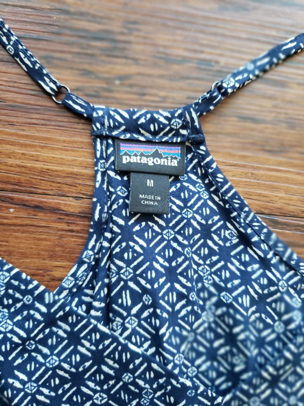 Patagonia Navy Midi Dress Size Medium Boho Athleisure Outdoor Aztec Rust Border - Picture 4 of 8